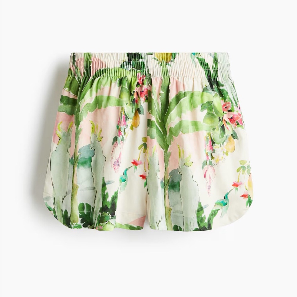 Floral Watercolor Tropical Print Shorts